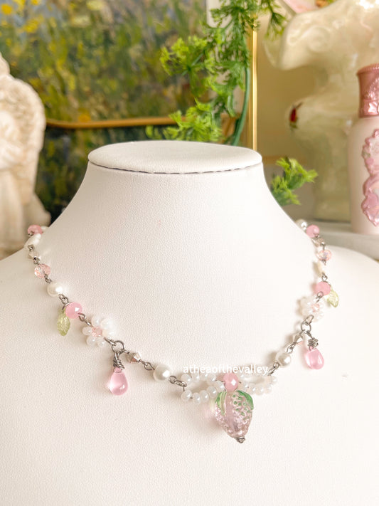 “Shortcake” strawberry necklace